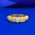 Eleganter vergoldeter S925 Silberring mit gebürstetem Finish und Sternen-Diamanten - US 5 / Gold Gebürsteter Stil / Gold