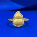 Elegante vergulde S925 zilveren ring in kalebasvorm met geborstelde textuur en zirkoon - US 5 / Geborsteld Goud Flespompoen