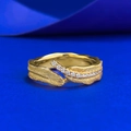 Exquisiter Goldring in Federform mit italienischem Bürstenfinish und Zirkonia - US 5 / Goldblatt-Stil (R1536)
