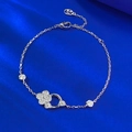 Elegante bracciale quadrifoglio in argento S925 con zirconi e catena regolabile - Bracciale Quadrifoglio (Regolabile) / Argento 925 / Argento