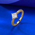 Gold princess cut cubic zirconia ring with milgrain details on a blue background - US 5 / Champagne Gold