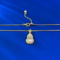 Elegant 925 silver gourd pendant necklace featuring teardrop and oval shaped diamonds - 925 Silver / Gold Gourd Necklace