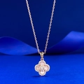 Elegante collana a quadrifoglio in oro rosa con madreperla e zircone centrale a stella - Madreperla Rosa (N543) / Oro rosa