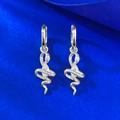 Elegante S925 Silber Schlangenohrringe mit Marquise-Diamanten auf tiefblauem Grund - 925er Silber / Platinfarben (E680)
