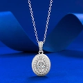 Pendentif ovale vintage en argent sterling S925 avec finition en métal brossé - Argenté
