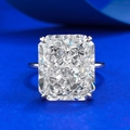 Anillo de plata S925 con diamante radiante de 12x14mm corte flor de hielo sobre fondo azul - US 5 / Estilo Color Platino