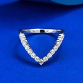 Elegant 925 sterling silver V-shaped chevron ring with sparkling pave setting diamonds - US 5 / R1169 V-Shaped Band