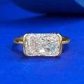 Bague en argent S925 plaqué or avec zircon cubique rectangulaire taille fleur de glace éclatante - US 5 / Doré