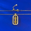 Detailed macro of gold S925 silver Vajra cross pendant with white zircon accents - Vajra Pendant With Chain