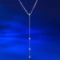 Elegant silver S925 Y-shaped necklace with three sparkling zircon pendant stones - 925 Silver / Silver