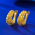 Eleganti orecchini a spiga di grano in argento S925 placcato oro con zirconi - Argento 925 / Oro (E577 Fibbia per Orecchio Spazzolata a Spiga di Grano)