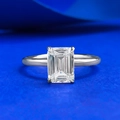 Classic S925 sterling silver emerald cut crystal ring with minimalist four-prong setting - US 5 / Transparent Square Rhinestone (R1183)