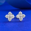Elegante Kleeblatt-Ohrstecker aus S925 Sterlingsilber mit glänzenden weißen Diamanten - 925er Silber / Weiß