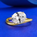 Elegant 18K gold S925 silver ring featuring an oval-cut solitaire stone on a blue background - US 5 / Gold