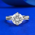 Classic 925 sterling silver solitaire ring with 8.0mm round cut cubic zirconia stone - US 5 / White Rhinestone Ring