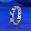 S925 sterling silver ring with square-cut blue and white zircon channel setting - US 5 / Blue/White