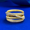 Anello incrociato in argento S925 placcato oro con finitura spazzolata e zirconi - US 5 / Oro