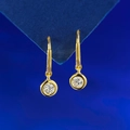 Elegant gold-plated S925 silver hoop earrings with a large round sparkling zircon stone - 925 Silver / Gold