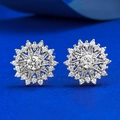 S925 sterling silver snowflake stud earrings with sparkling round zirconia stones - Snowflake Style (E590)