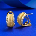 Orecchini a cerchio a U in argento S925 dorato con finitura opaca e zirconi lucidi - Clip per orecchio opaca spazzolata (E595) / Argento 925