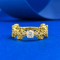 Anillo calado iris en plata S925 bañada en oro estilo italiano con cristales brillantes - US 5 / Dorado