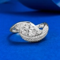 Elegant S925 silver marquise-cut diamond ring with pavé side stones on a blue background - US 5 / Silver