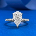 Sparkling S925 silver pear cut white zircon ring on elegant royal blue background - US 5 / White Water Drop Ring (R1274)