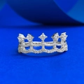 Lace crown style ring with full cubic zirconia stones on deep blue background - US 6 / Silver