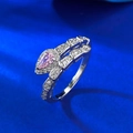 Elegant S925 sterling silver serpent ring featuring a pink pear-cut stone on blue surface - US 7 / Pink Rhinestone Snake Ring
