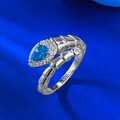 Anillo de serpiente en plata S925 con gema azul talla pera y detalles brillantes - US 6 / Estilo Serpiente Azul Mar (R1303)