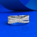 Luxurious S925 sterling silver multilayer crisscross ring with sparkling cubic zirconia stones - US 6 / Criss Cross Pave (R1305)