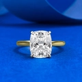 Bague en argent S925 doré 18K avec un diamant taille coussin de 8x10mm élégante - US 5 / Zirconia Blanc (Bicolore Or & Argent)