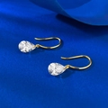 Detailed close-up of a pear-shaped waterdrop earring with a brilliant gold finish - 925 Silver / Gold Teardrop Hook