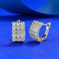 Orecchini a cerchio in argento S925 con tre file di diamanti al carbonio scintillanti - Argento 925 / Argento (E599)
