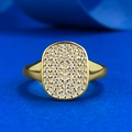Minimalistische S925 zilveren 18K gouden ring met micro-pave zirkoon op blauw - US 6 / Goud