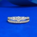Elegant S925 silver double-row wedding ring set with sparkling round cubic zirconia - US 7 / Double Layer Ring (R1368)