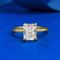 Anillo de plata S925 dorada con piedra rectangular de 6x8mm corte flor de hielo - US 6 / Dorado