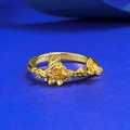 Vergulde S925 zilveren ring met pruimenbloesemtak-ontwerp en witte kristallen - US 6 / Gouden Pruimenbloesem Stijl