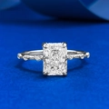 S925 Silberring mit 6x8mm weißem Diamanten im Ice-Cut auf lebhaftem blauem Hintergrund - US 6 / Weiße Zirkonia Stil (R1360)