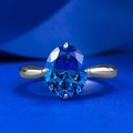 Ovaler königsblauer Saphirring aus S925 Sterlingsilber mit schlichtem Solitärband - US 5 / Royalblau
