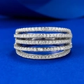 Elegant S925 silver ring featuring five rows of micro-pave crystals in a wide band design - US 5 / White Zirconia