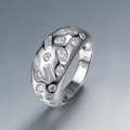 Polished S925 sterling silver wide band ring with irregular multi-shape zircon inlay - US 5 / White Zirconia