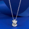 Elegant S925 silver knot pendant necklace with brilliant moissanite stones on blue background - 925 Silver / Knot Style