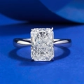 Ice flower radiant cut 7x10 rectangular gemstone ring in polished silver setting - US 5 / White Zirconia (R1073)