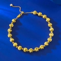 Bracciale a sfere in argento S925 dorato con finitura spazzolata al laser e chiusura regolabile - Regolabile / Oro Grande 6.0mm