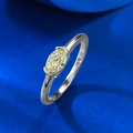 Elegant S925 sterling silver ring featuring a 4x6mm oval yellow gemstone at a 45-degree angle - US 5 / Yellow Rhinestone Style (R1079)