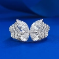 Luxurious S925 silver butterfly ring with tiered marquise and round cut sparkling crystals - US 5 / Butterfly Style (R1081)