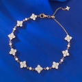 Sparkling S925 silver flower bracelet with zirconia and adjustable rose gold chain - 925 Silver / Adjustable / Rose Gold