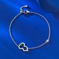 Elegante bracciale Wu Lou in argento S925 con gemma verde e accenti di zirconi - Stile Zucca (B123) / Argento 925