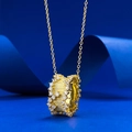 Exquisite S925 vergoldete gebürstete Zylinderkette mit funkelnden Pavé-Zirkonia - Zylinderanhänger mit Kette (N447) / 925er Silber